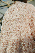 Load image into Gallery viewer, Powder Pink Pearl Kaftan with Crochet Cape &amp; Hand-Embroidered Lace