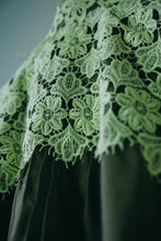 Load image into Gallery viewer, Coco Brown Linen Abaya with Crochet Lace &amp; Pleated Details