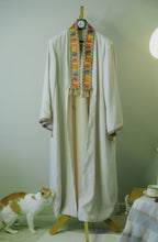 Load image into Gallery viewer, Macchiato Beige Structured Linen Abaya with Crop-Top Illusion &amp; Broad Lace