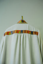 Load image into Gallery viewer, Macchiato Beige Structured Linen Abaya with Crop-Top Illusion &amp; Broad Lace