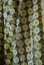 Load image into Gallery viewer, Olive Green Free-Size Linen Bisht with Hand-Stoned Lace Details