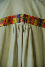 Load image into Gallery viewer, Sandy Beige Natural Linen Abaya with Jute Lace &amp; Traditional Back Detail