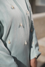Load image into Gallery viewer, Aquatic Marine Linen Bisht with Hand-Sorted Seashell Embellishments