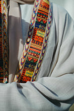 Load image into Gallery viewer, Macchiato Beige Structured Linen Abaya with Crop-Top Illusion &amp; Broad Lace